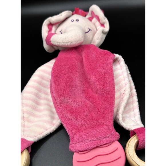 Stephan Baby Elephant Pink Plush Security Blanket Lovey Teether Rings Knot READ - Picture 13 of 16